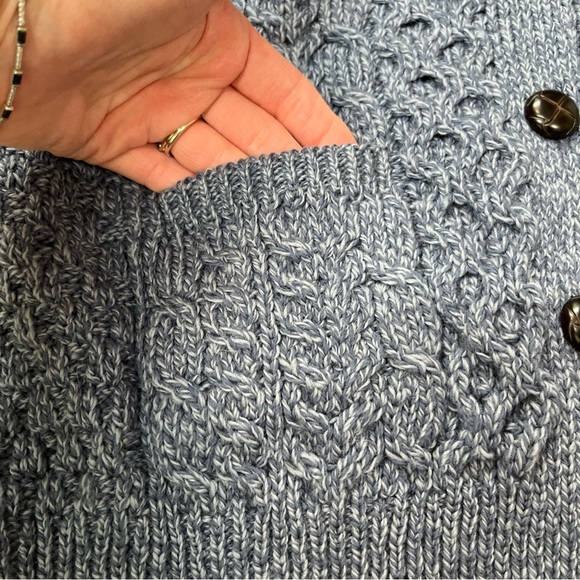 Shannon Woolen Mills Woman’s Cable Knit Cardigan Chunky Capsule M Classic Blue - Picture 4 of 10